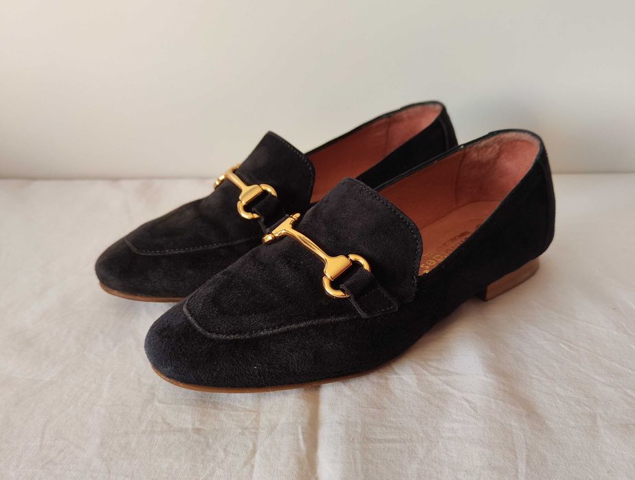 Sapatos Loafer, Camurça, Azul-marinho, Calçado Guimarães, Tamanho 35