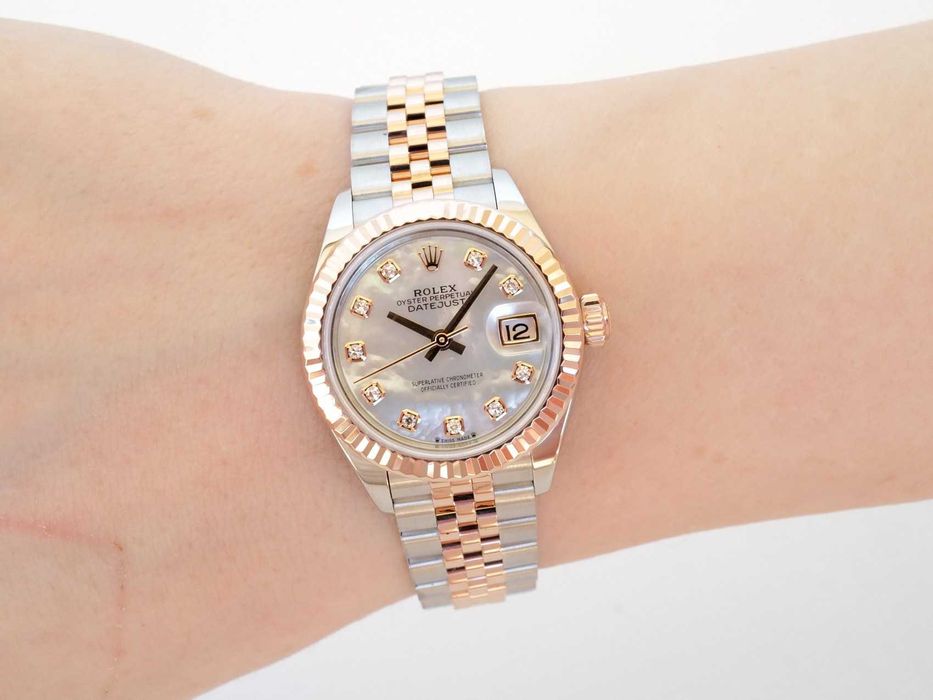 Rolex Lady-Datejust 28 Jubilee Steel 18K Rose Gold MOP Diamond Dial