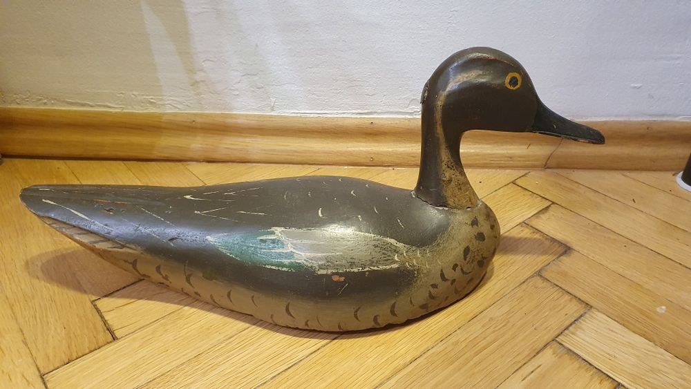 Stara drewniana kaczka wabiąca – Bałwanek myśliwski, Vintage, Antyk
