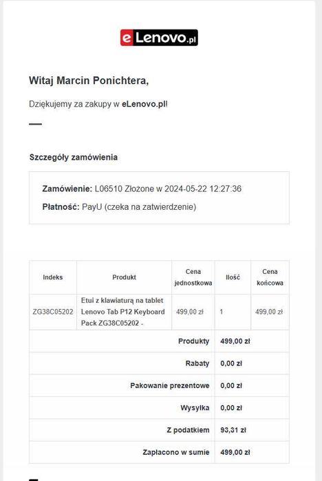 Lenovo Tab P12 8/128 plus klawiatura Lenovo plus etui