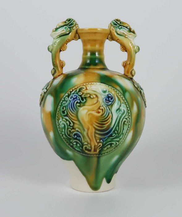 Conjunto cavalo + tri-color dragon vase + suporte tamarindo