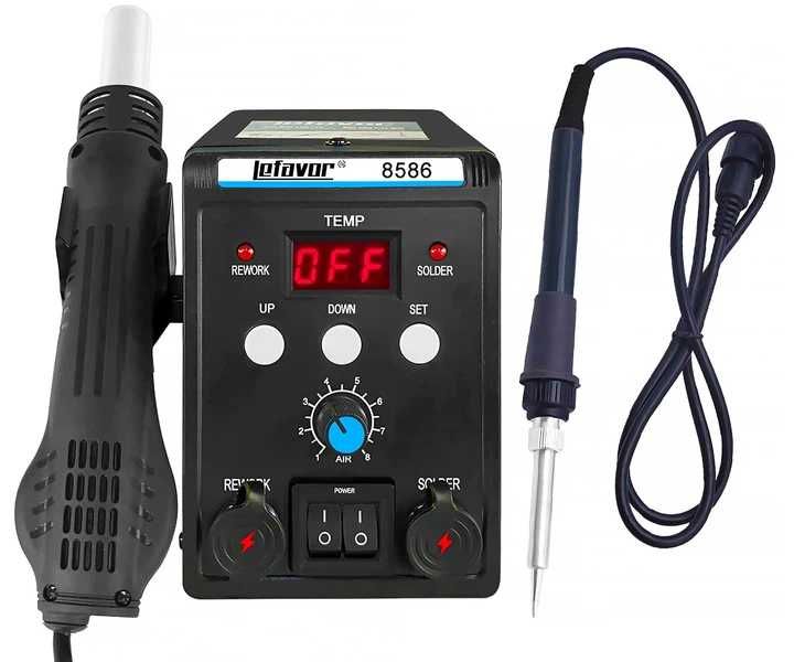 Паяльна станція Lefavor 8586 760W 2-в-1 з термофеном та паяльником