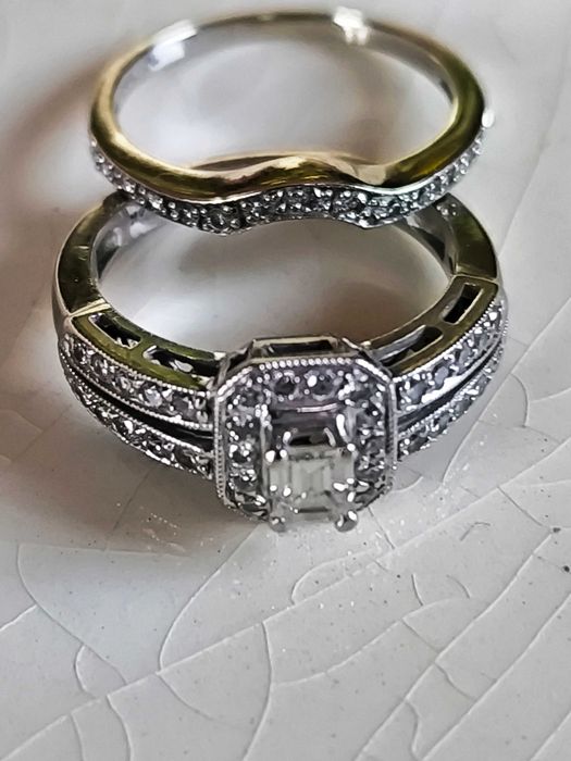 Pierścionek z obrączką i diamentami  VS-SI/H  / certyfikat