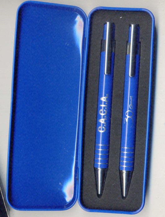 Conjunto Esferográfica e Lapiseira Azul, 30 anos CACIA