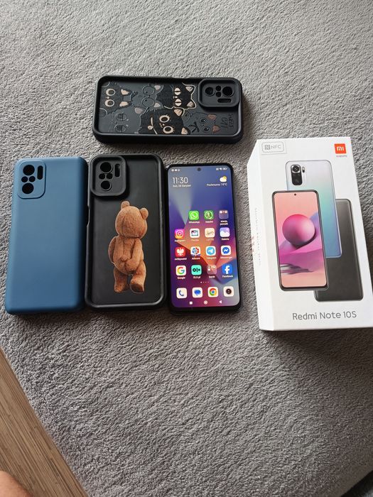 Redmi Note 10S – bardzo dobry stan, 3 etui, pudełko