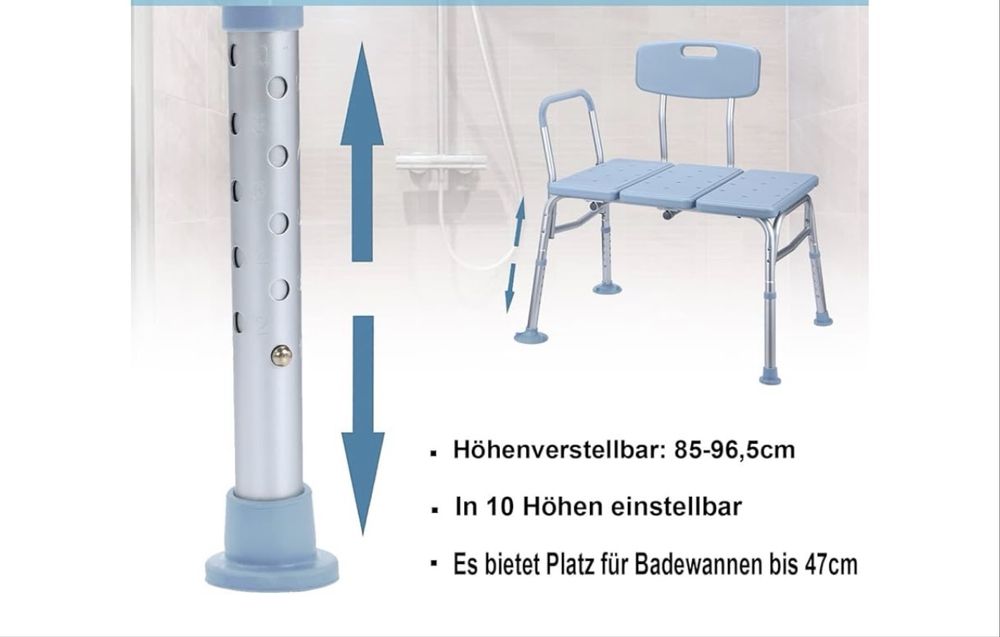 Cadeira de banho ajustável - 150KG