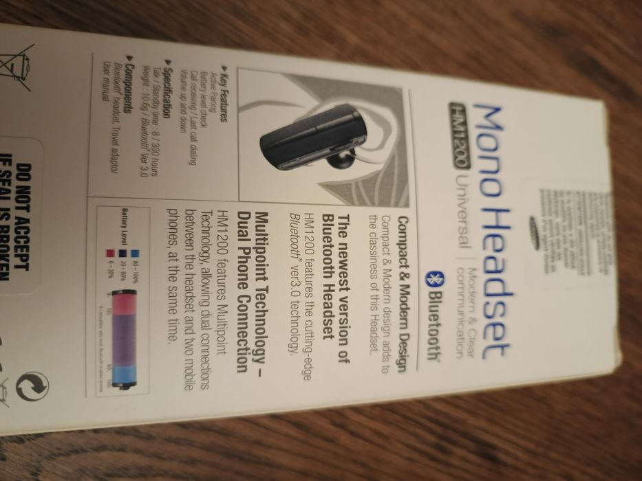 Sprzedam słuchawkę Bluetooth Samsung HM1200 komplet producenta