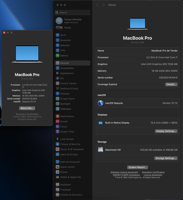 MacBook Pro 15” 2018 | 16GB RAM | 512GB SSD | Excelente Estado
