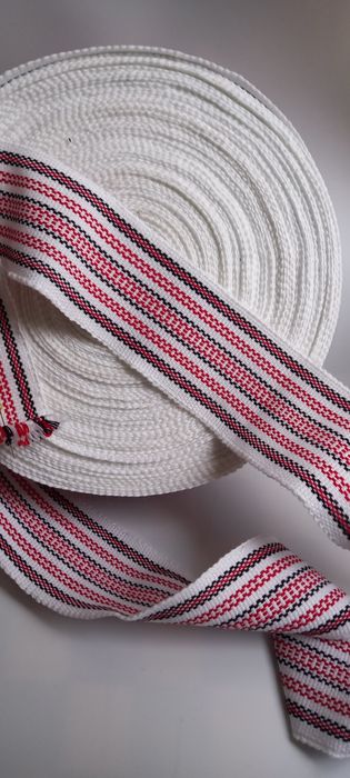 Пояс тканий під вишиванку білий з червоним