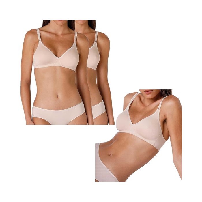Damski Biustonosz 2-Pak Lovable Cotton Line Bez Fiszbin Beżowy 85D
