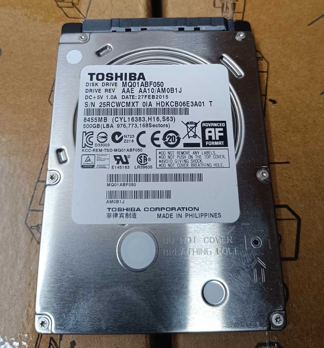 Dysk HDD Toshiba MQ01ABF050 / 2,5" / SATA / 500 GB / 7 mm