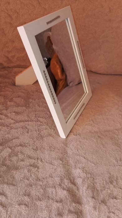 Lusterko, lustro stojące, białe,28x22cm, Glamour,