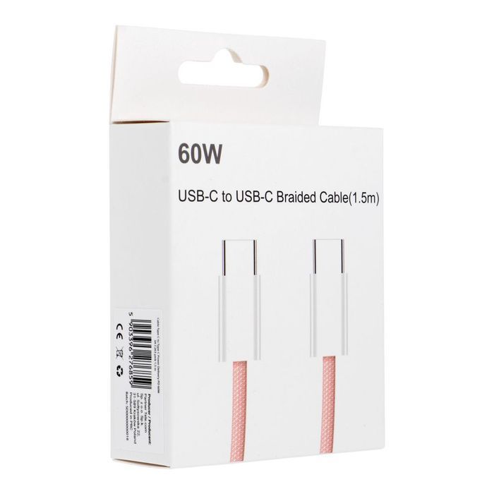 Kabel USB C do USB C PD QC3.0 3A 60W 1,5 m C263 różowy