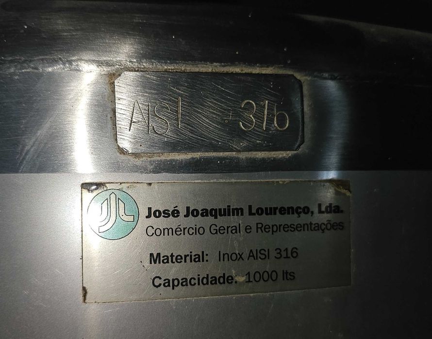 Cuba em INOX aisi 316 de 1000 Lt