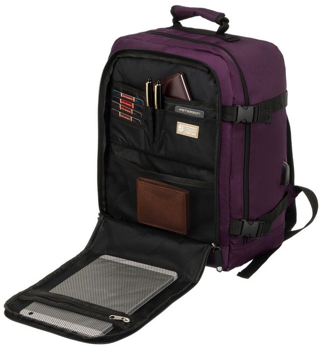 pojemny, podróżny plecak kabinowy z portem usb - peterson