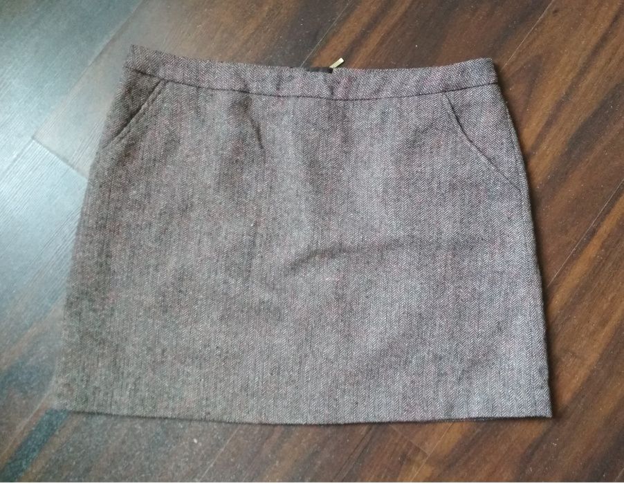 Spódnica mini jodełka brązowa H&M 42