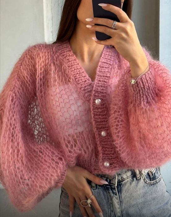 Кардиган из кидмохера - ручная работа