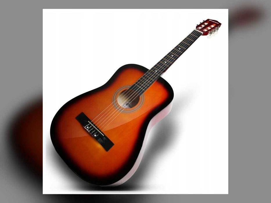 Nowa Gitara Klasyczna 4/4 Do Nauki Zestaw Pokrowiec Pasek Struny