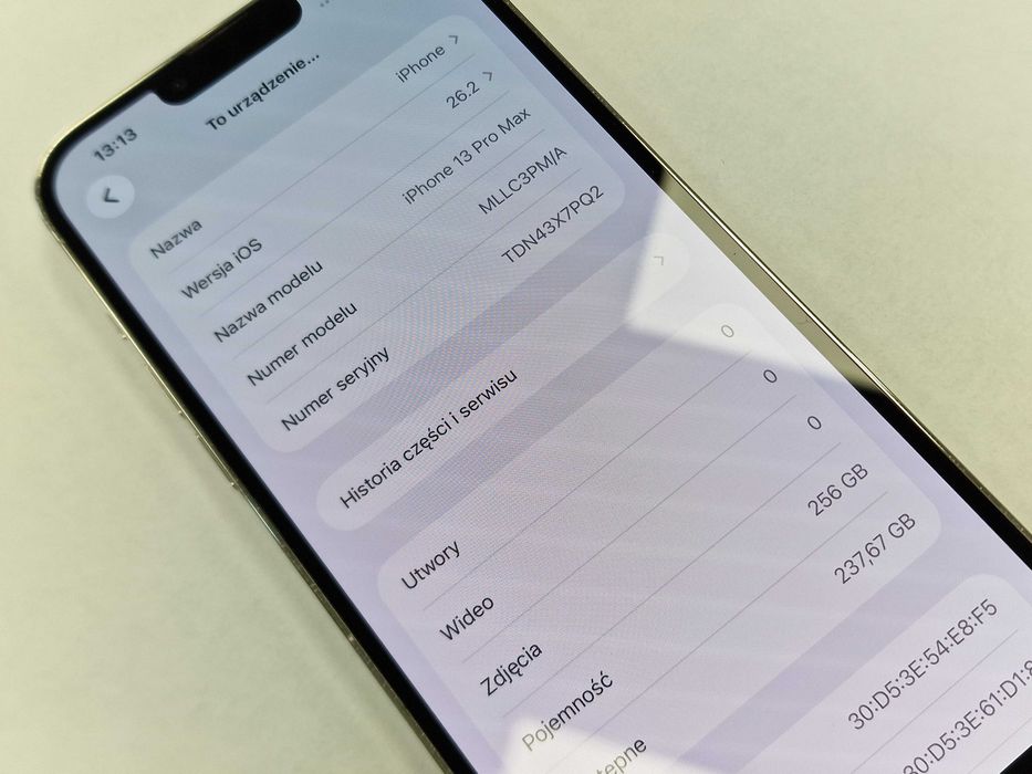Iphone 13 PRO MAX 256GB/ Silver/ 75%/ Grade A- + ładowarka