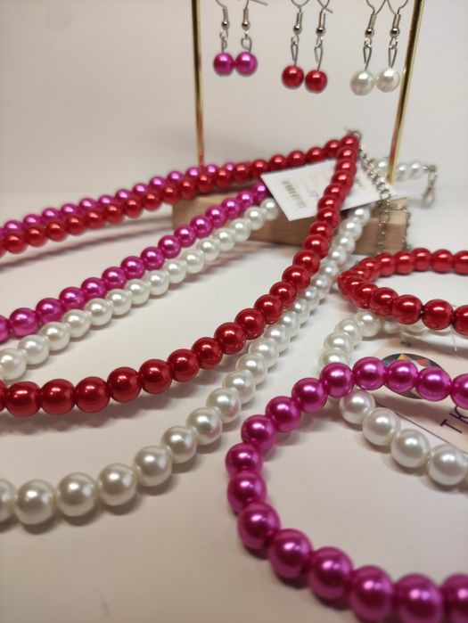 Комплект майорка (имитация жемчуга), ожерелье, браслет, серьги ТЮСО