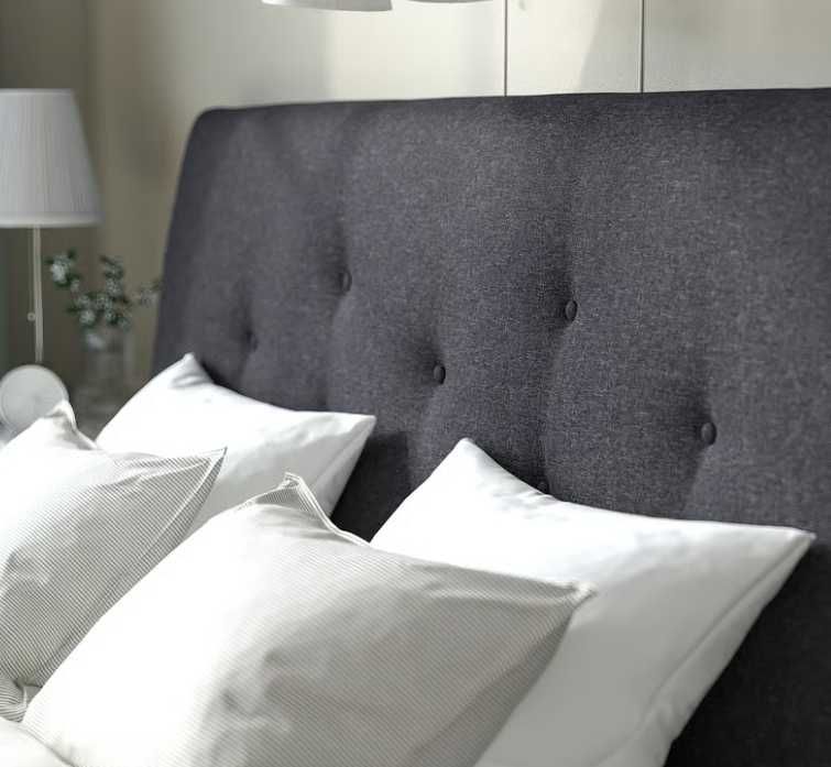 cama com cabeceira em tecido, gama IDANÄS