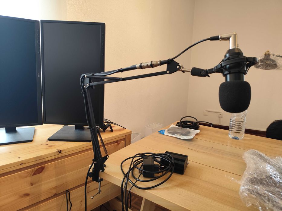 Kit microfone secretaria amplificado - para teletrabalho ou podcasts