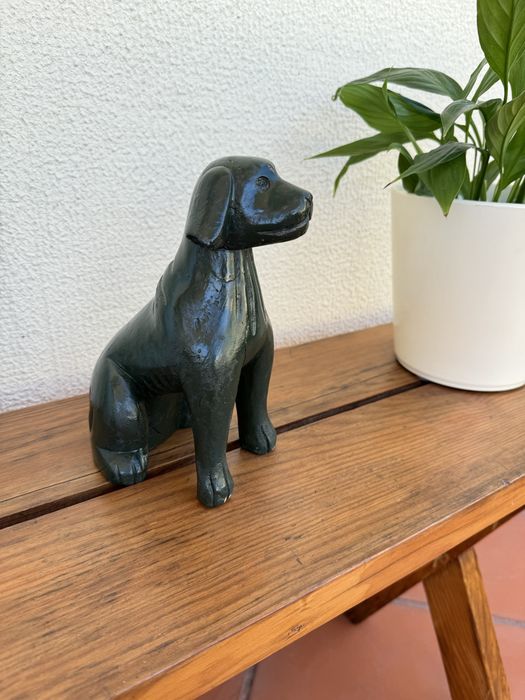 Figura do cão de madeira 22 cm Wooden dog figure