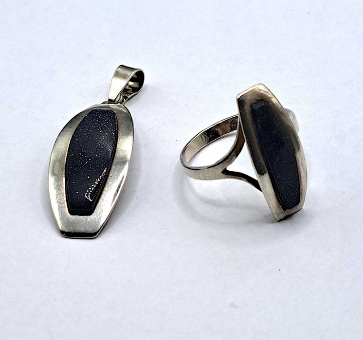 Srebrny pierścionek: Noc Kairu + wisiorek