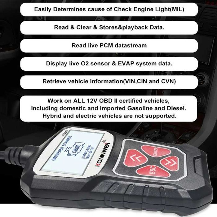 Сканер Обд OBD2 Автосканер Konnwei KW310 для діагностики
