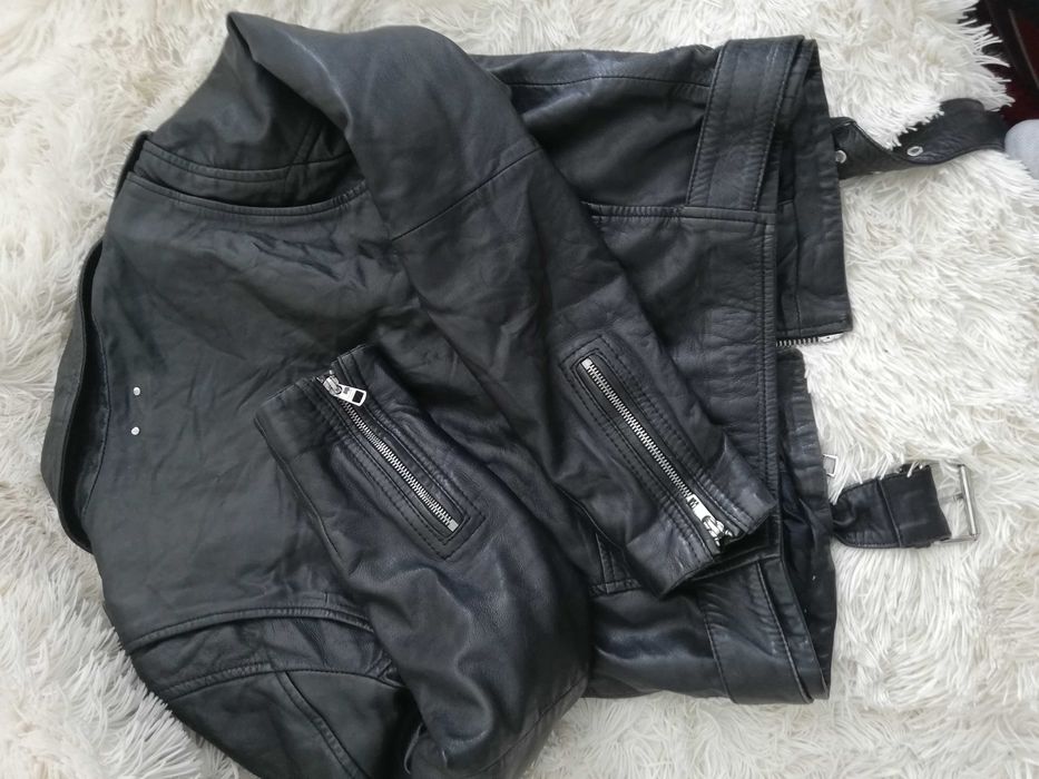 ramoneska skórzana Calvin Klein xs s 36 czarna 100% skóra owcza