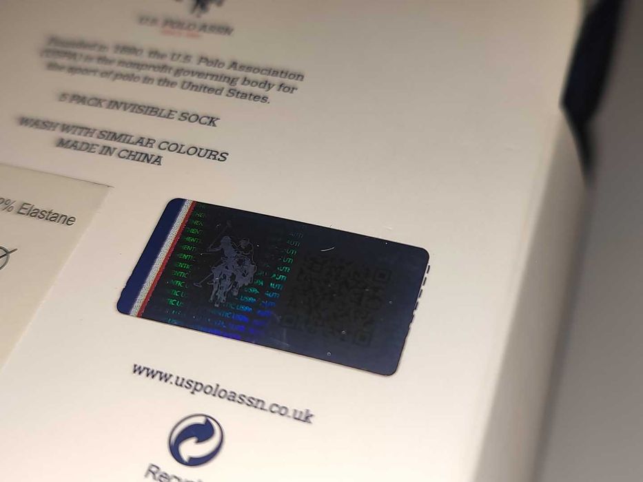 U.S. Polo Assn. Pięciopak Stopek Stopki Męskie 5 Par Hologram Nowe
