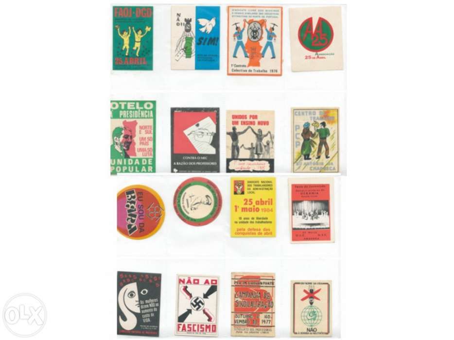 Autocolantes de partidos políticos anos 70 e 80