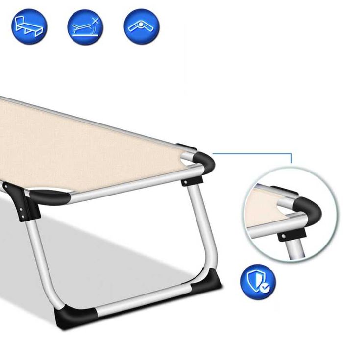 Składany leżak na taras do ogrodu regulowane oparcie poduszka do 120kg