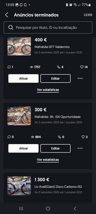 Bicicletas de estrada oportunidades