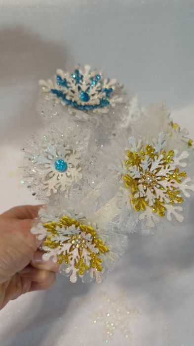 Обідок сніжинка. Обруч новорічний.