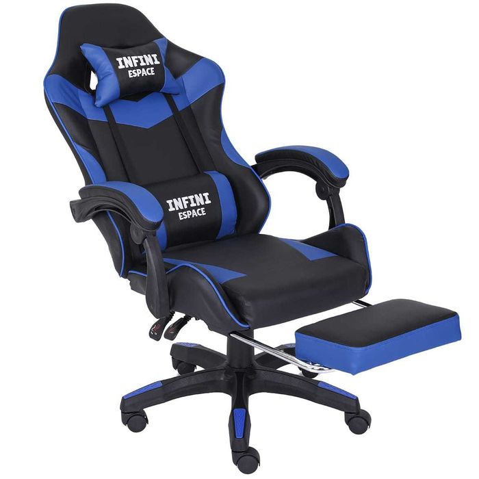 Fotel Gamingowy z podnóżkiem INFINI ESPACE Blue