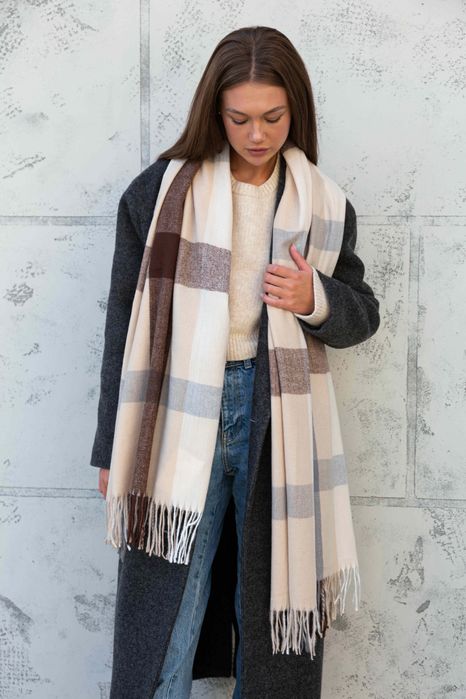 Шарф у клітинку 180*75, кашемір