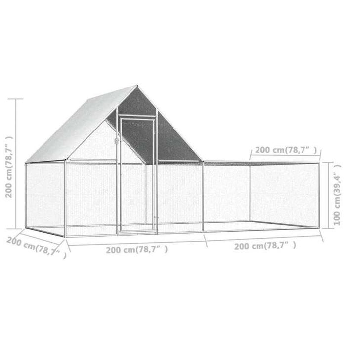 Galinheiro 4x2x2 m em Aço Galvanizado