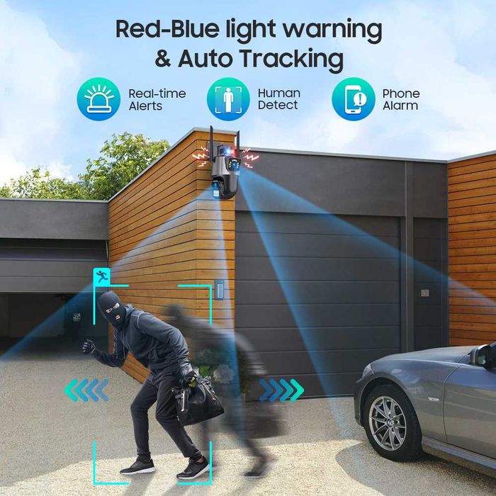 Kamera IP 8MP Dual Lens 2 obiektywy ULTRAHD WIFI PTZ  MONITORING ‼️ podgląd na telefonie na Działkę na Budowę ‼️