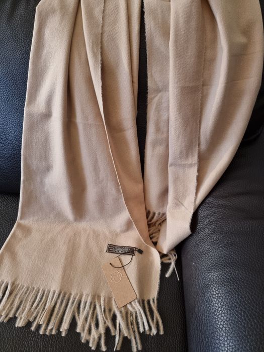 Cachecol bege/ castanho claro de wool