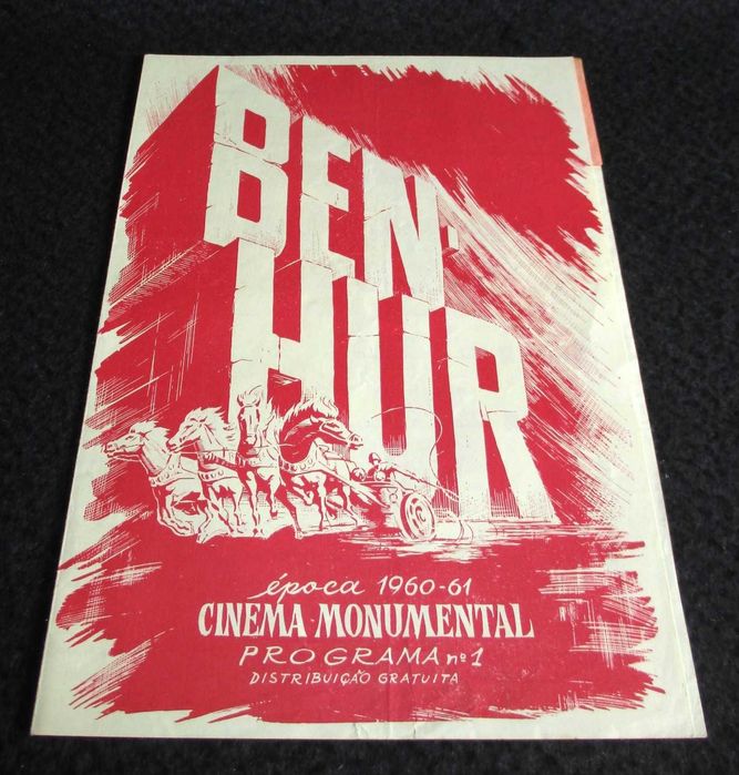 Programa e Bilhetes Históricos Cinema Monumental Ben-Hur Muito Raro Peça de colecção