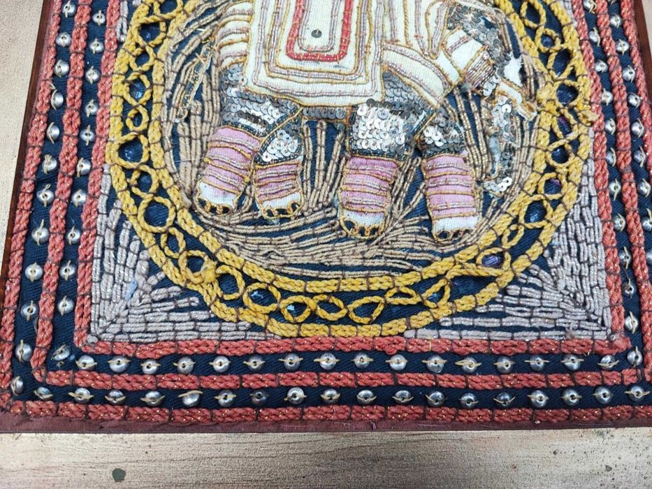 Przedwojenny gobelin,kilim,Birma,oprawiony w ramie