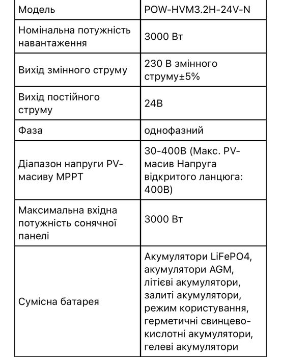 Гибридный Инвертор Солнечный PowerMR Pro 3200W (24V) POW-HVM3.2H