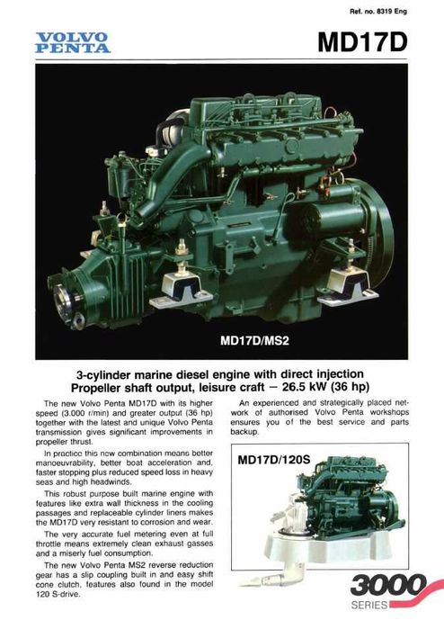 Motor Inboard Volvo Penta MD17 D 36CV para veleiro ou barco Aguçadoura ...