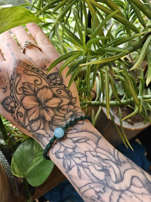 Bransoletka makrama handmade chalcedon kamień naturalny