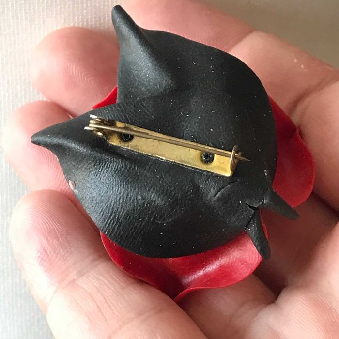 Stara broszka lata 80 czerwona róża brosza  vintage retro