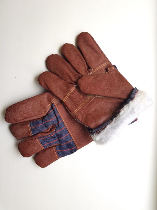 Перчатки рабочие утеплённые кожаные строительные