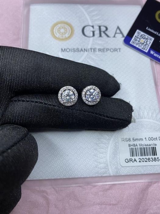 Серебряные серьги с камнями муассанит !!! GPA , идут с документами