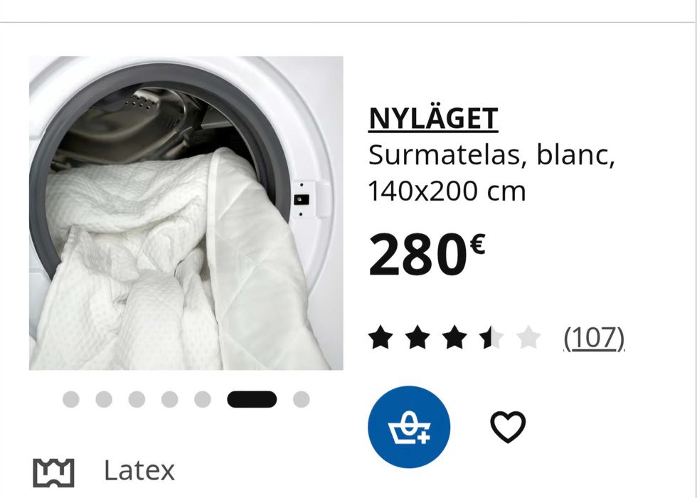 Topper (Sobrecolchão) 1,40 × 2,00 IKEA 100,00 €