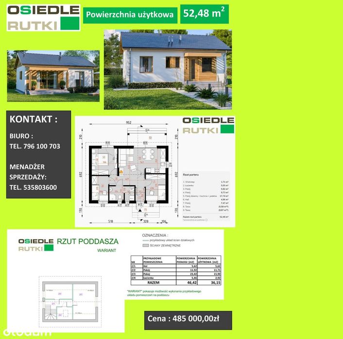 Domy - stan deweloperski | 52–152 m² |działki 500–700 m2|różne ceny